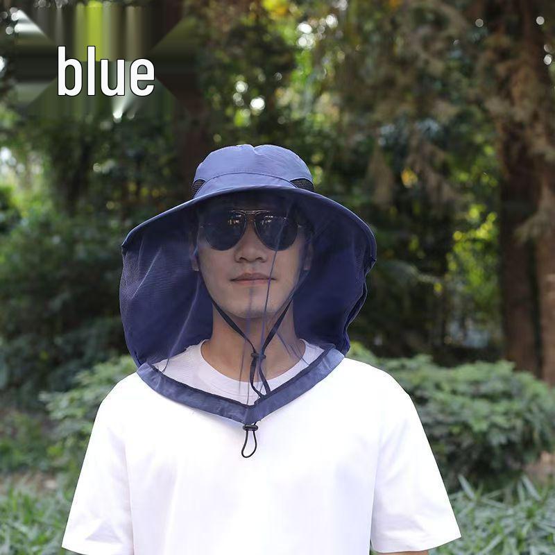 Men's Sun Protection Bucket Hat with Mosquito Mesh for Outdoor Activities