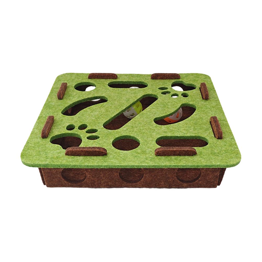 Felt Puzzle Box Cat Exercise Toy with Ball Felt Puzzle Box Indoor Cat Puzzle Box for Kittens Cats