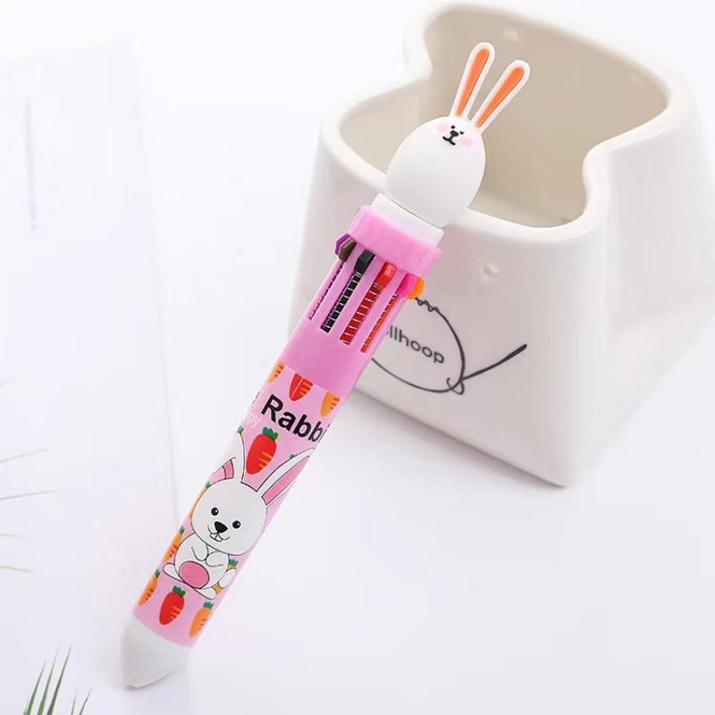 Ten-color Ballpoint Pen Girl Heart Cartoon Press Multi-color Pen Multi-function Color Handbook Pen Creative Cute Pen
