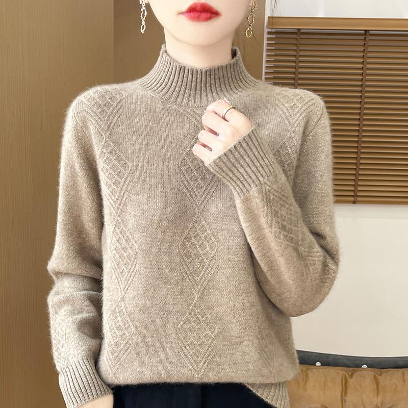 Suéter de cachemira para mujer Qinghe cachemira 30% cachemira 70% lana jersey de otoño e invierno cálido y a la moda