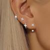 4PCS Zircon Heart Moon Flower Small Hoop Earrings Set For Women Stainless Steel Huggies Pendant Piercing Earrings Jewelry Aretes
