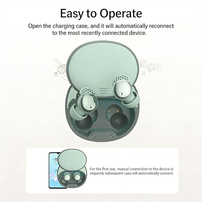 Wireless In Ear Headphone with Noise Isolation Sleep Mode Bluetooth-compatible 5.3 Fast Connect & 5.5 Hour Play time for Side Sleep