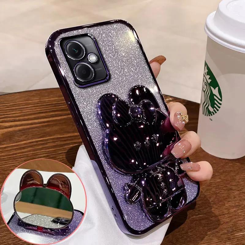 

Rabbit Mirror Bracket Case for Motorola Moto Edge 30 20 G84 G73 G72 G62 G60 S G64 G54 G53 E32 E22 E13 Seismic Protective Shell For MOTO E13&Case & Holder фиолетовый