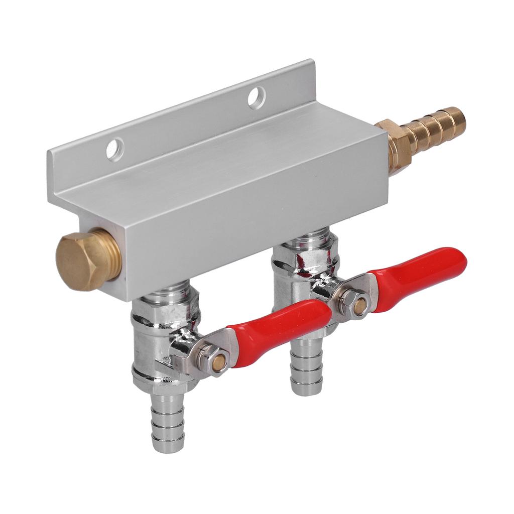2-veis gassfordeling CO2-fordeler manifold med 5/16 tommers øl integrerte tilbakeslagsventiler