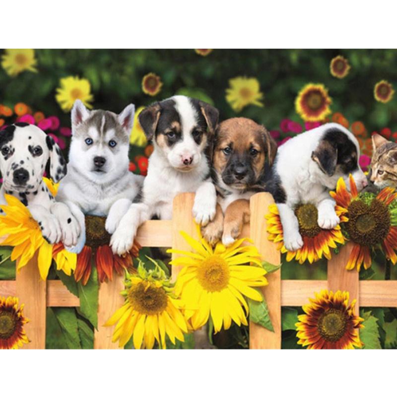 5D DIY Diamond Painting Cute Dog In Oil Painting Diamond Embroidery Cross Stitch Kit Full Rhinestone Mosaic Home Decor