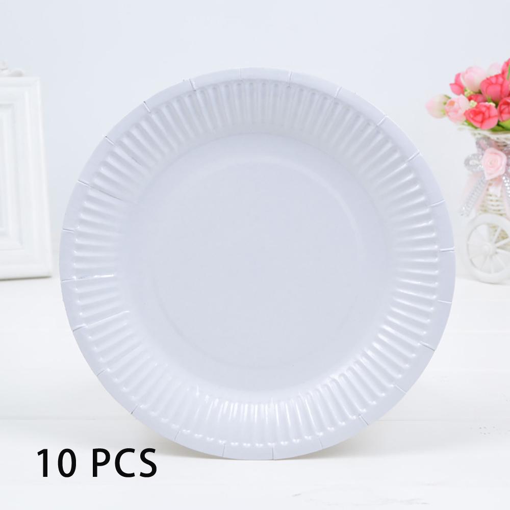 10 PCS Solid Color Disposable Paper Tray Eco-friendly Cardboard Diameter 18cm High quality white cardboard Handmade props