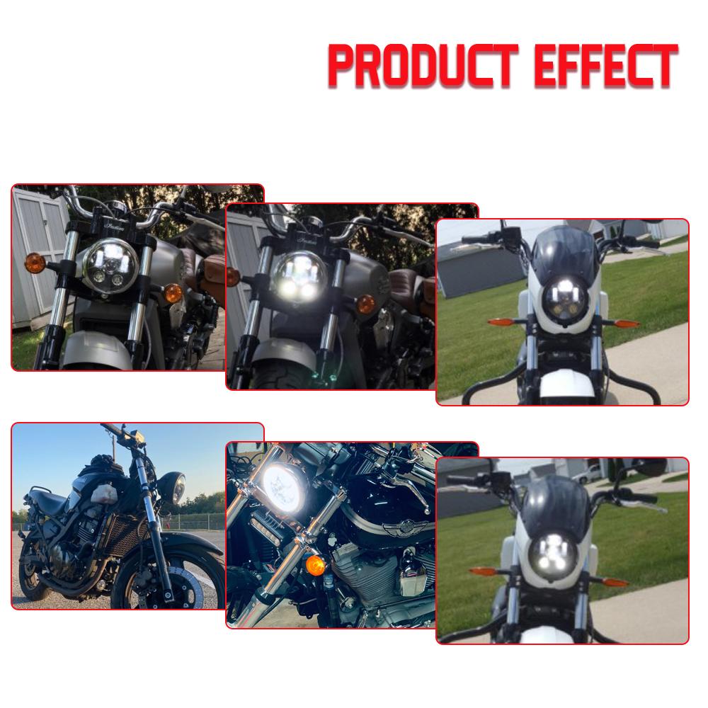 5.75 Inch LED Headlight Projector Halo Ring H4 Motorcycle 5 3/4" DRL Turn Signal For Harley Sportster Dyna Iron 883 Triumph Lamp