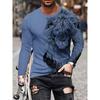 Spring and Autumn Round Neck 3D Animal Wolf Lion Pattern Printed Top Fashionable Casual Long Sleeved Men's T-shirts