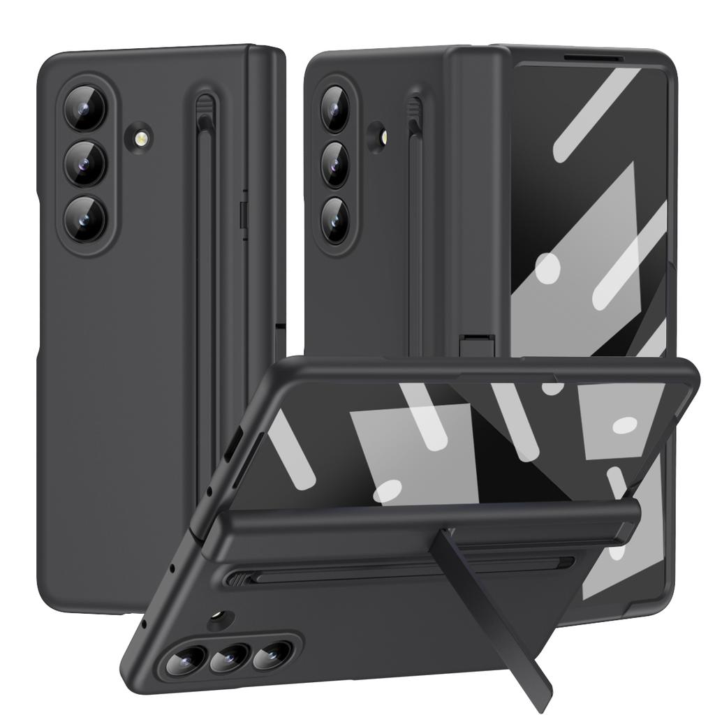 For Z Fold 7/6/5/4/3 Phone Case TPU+PC Material Shockproof Pen Slot Strip Stand Holder Screen Protector