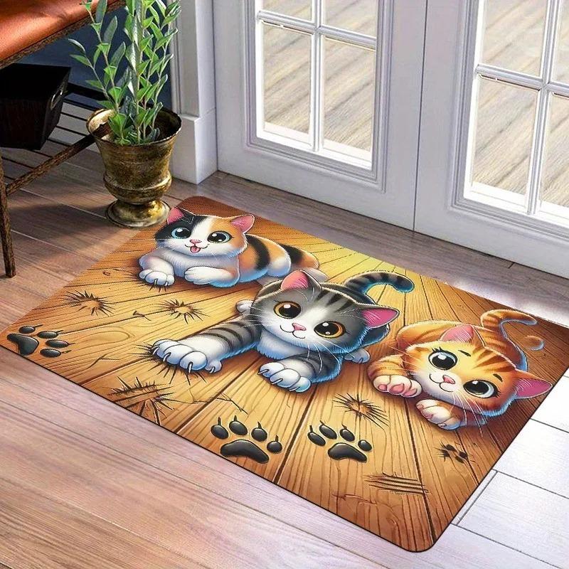 1PC Cute mat fox pattern Door Mats Kitchen Rugs Non-Slip Pop design Bathroom Rugs Bath Mat Carpet for Home Sink Laundry Decor