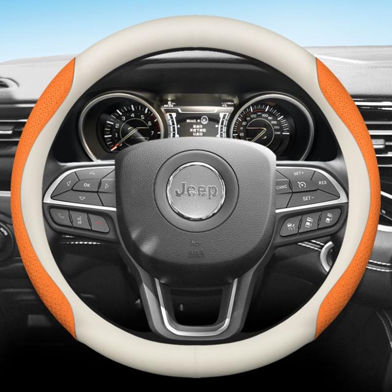 For Jeep Compass Avenger Wagoneer L Series III 4X4 Grand Wagoneer Car Steering Wheel Cover Leather Non-slip Auto Accessories