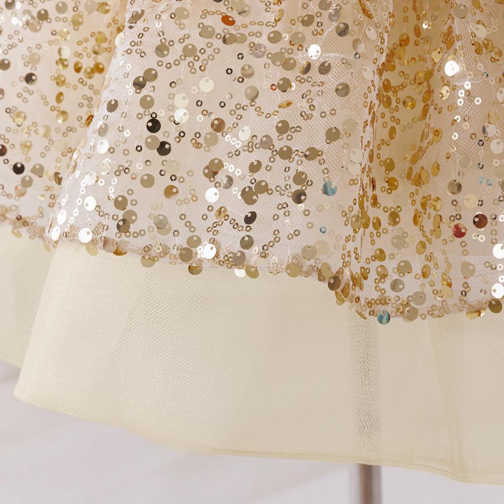 Girls' 2026 Formal Mesh Princess Dress with Big Bow and Puffy Skirt, Ideal for Runway and Performances.