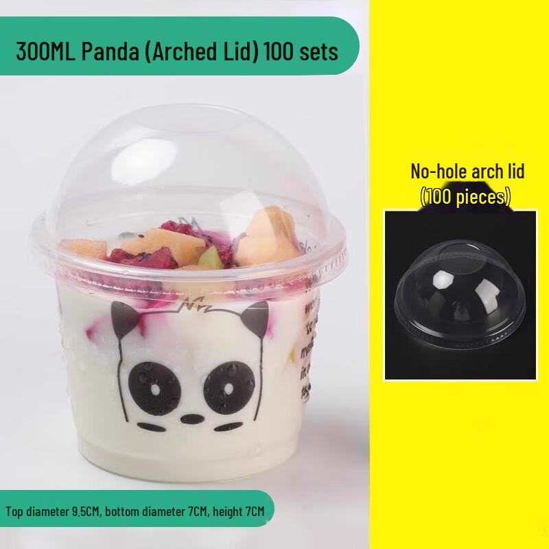 Disposable Plastic Pudding & Yogurt Cups with Panda Dome Lids