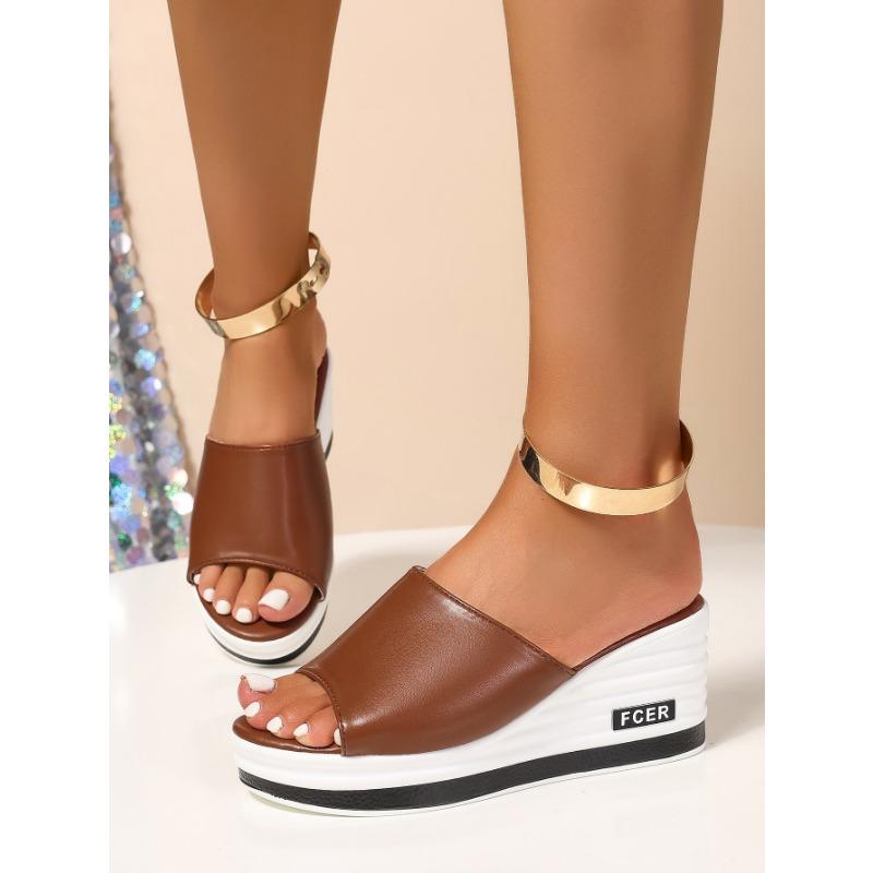 Women's Spring and Summer New Fish Mouth Wedge Slippers Wear European and American Fashion Casual Slipper