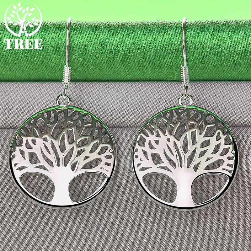Vintage Versatile 925 Sterling Silver Tree Of Life Drop Earrings For Lady Charm Wedding Party Gifts Elegant Jewelry Accessories