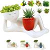 2025 NEW 3D Funny Lazy Guy Planter Pot Resin Succulent Resin Indoor Cute Character Smily Face Miniature Plant Cactus Outdoor Rocking Mini Man Little