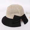 Summer Hats For Women Knitted Breathable Foldable Sun Hat With Bow Sun Protection Sunshade Korean Beach Hat Cap Travel New