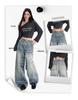 Women's Retro Blue Wide-Leg Jeans: Low-Rise, Loose, Straight, Floor-Length, Slimming Design for Autumn 2025