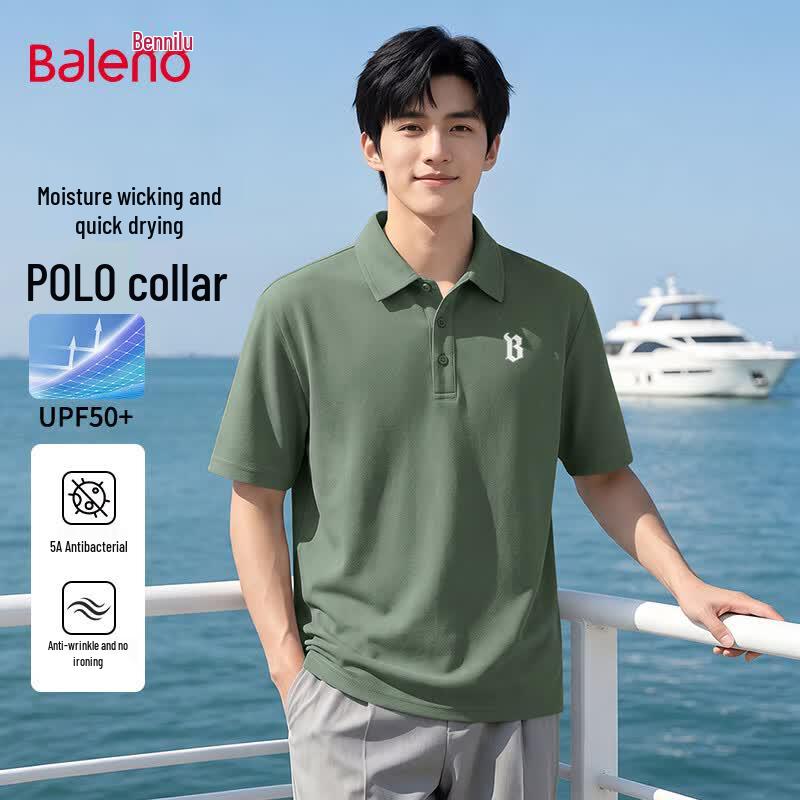 Baleno Men s UPF50+ Sun Protection 5A Antibacterial Short-Sleeve Polo Shirt M