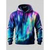 Unisex 3D-bedruckter Hoodie Bunte Aurora Vertikale Linie Pullover Langarm Kängurutasche Lässig Street Sweatshirt