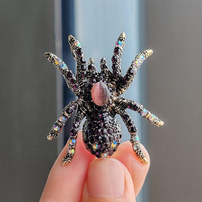 Opal Spider Brooch Retro Exaggerated Insect Brooch Suit Personalized Pin Accessories