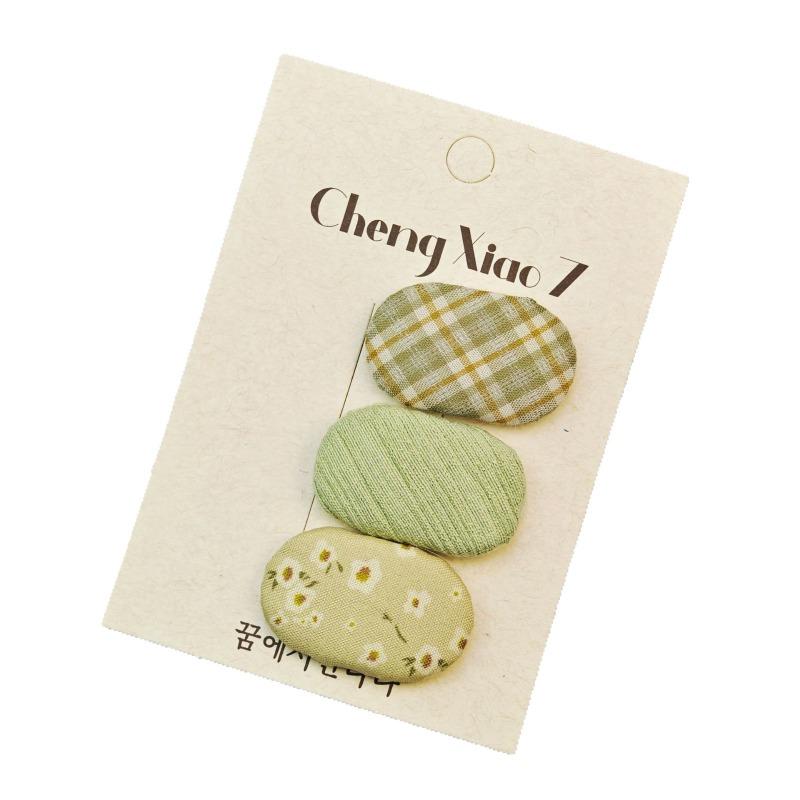 2025 Spring New Fabric Oval BB Clips, Fresh Plaid Floral Cute Barrettes,Versatile Fashion Hair Accessories for Baby Girls