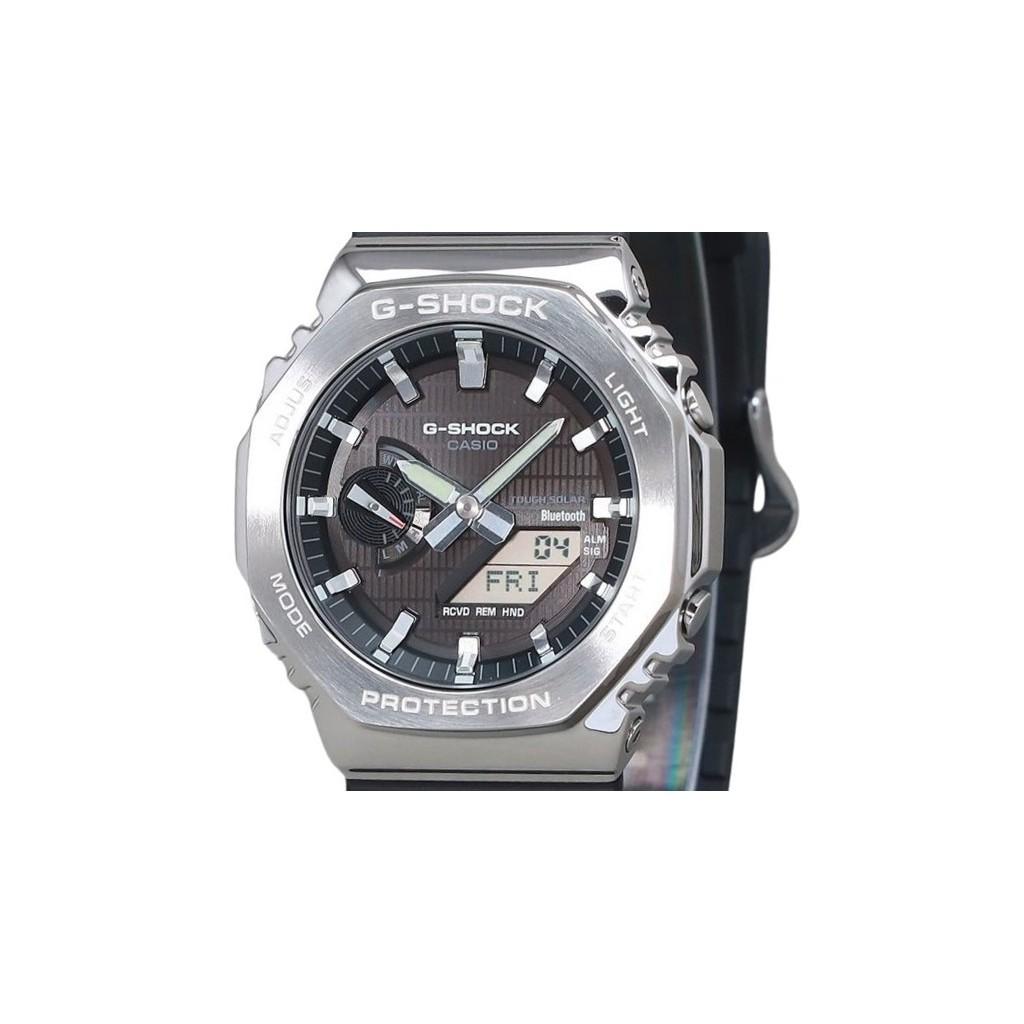 Casio G-Shock G-Steel Analog Digital Smartphone Link Curea din rășină pe bază de bio Cadran negru Tough Solar GBM-2100-1A 200M Ceas bărbătesc