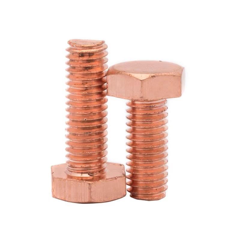 1-4 stuks T2 Puur Koper Buitenzeskant Schroef M3M4M5M6M8M10M12 Rood Koper Geleidende Bout Dubbelkoppig Elektrolytisch Koperen Bout