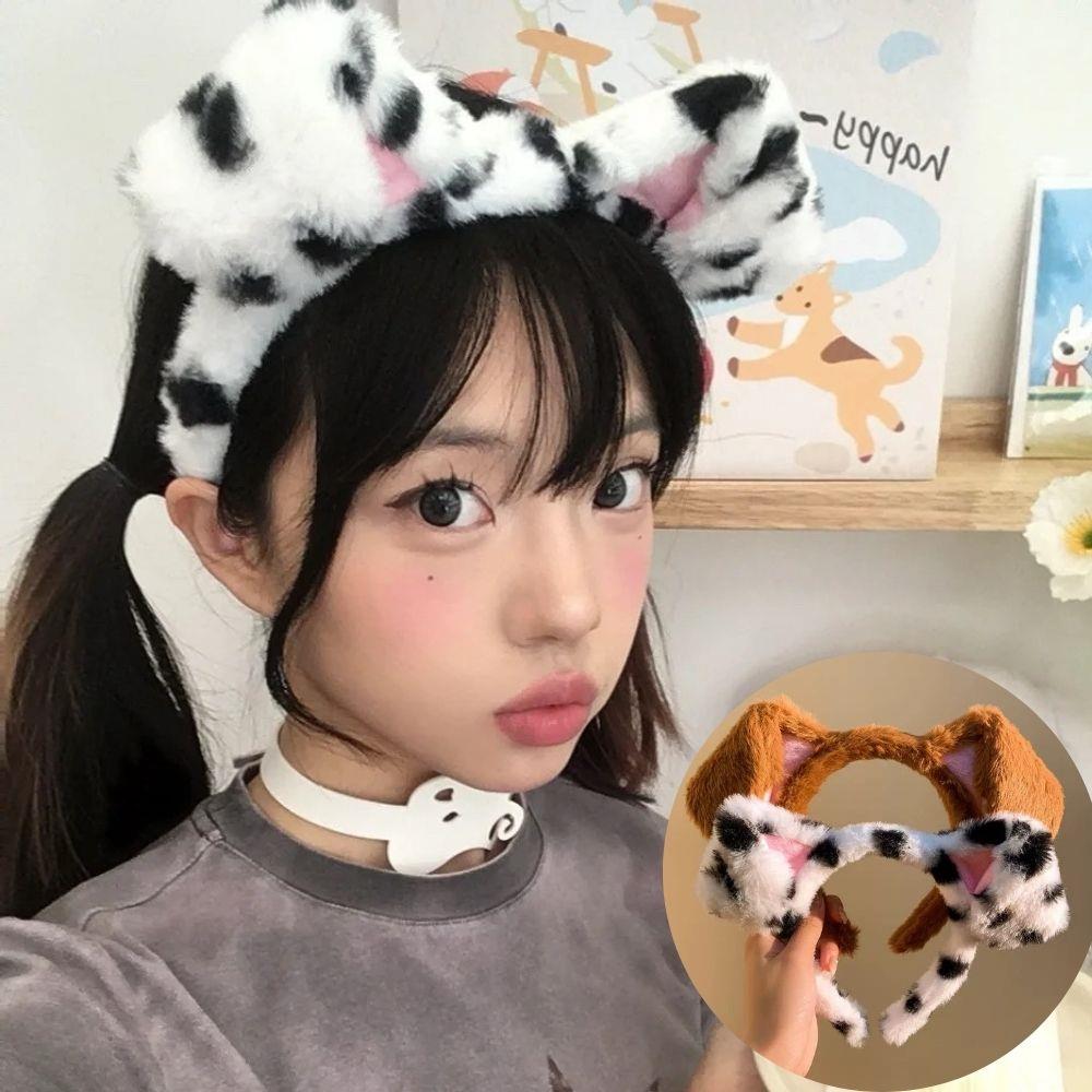 Spotted Dogs Folded Ear Hairband Cute Cosplay Headwear Cartoon Puppy Dog Hair Accessories Headbands For Women Festival Gifts