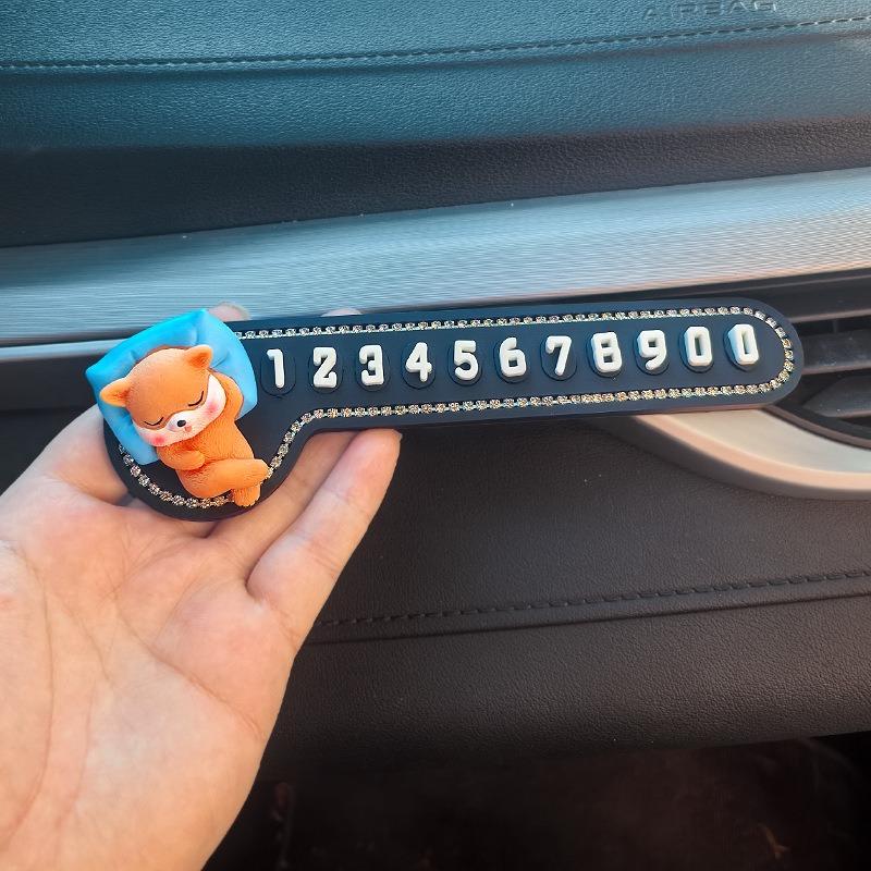 Car Temporary Parking Sign Cute Design Phone Number Card Dashboard Stop Sign ABS Material Auto Interior Decor for Car