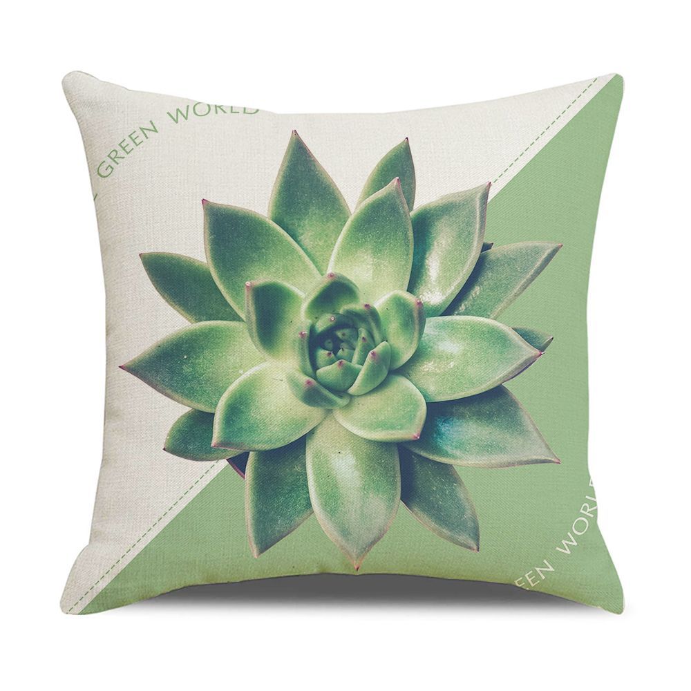 Ins Style Nordic Simple Geometric Abstract Small Fresh Green Plant Elk Linen Print Square Pillowcase