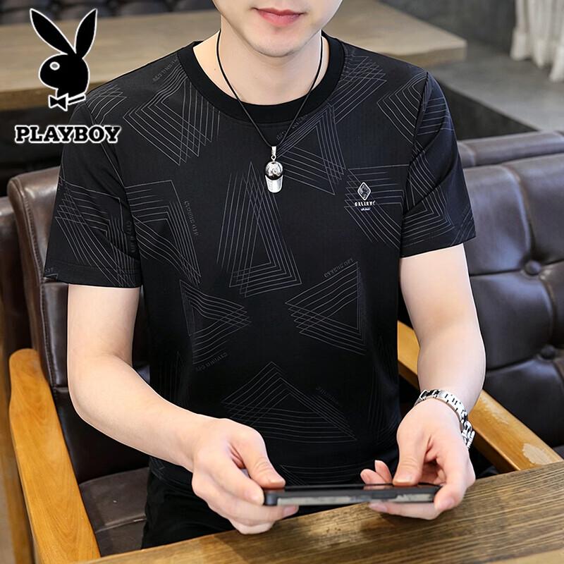 PLAYBOY Men s Ice Silk Short Sleeve T-shirt M
