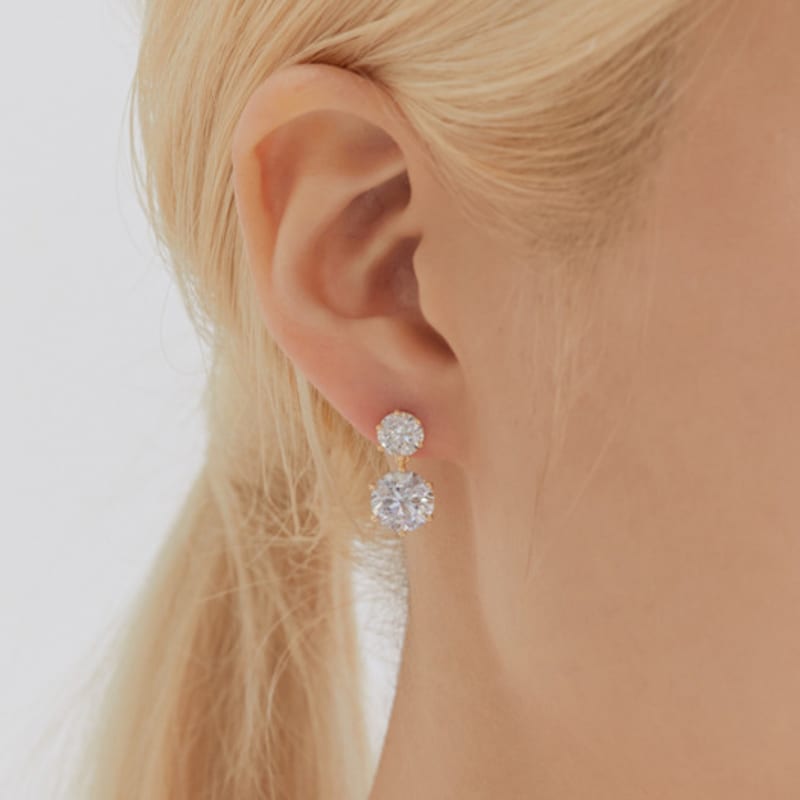 JYDDM 6-Prong Modern Drop Stud Earrings