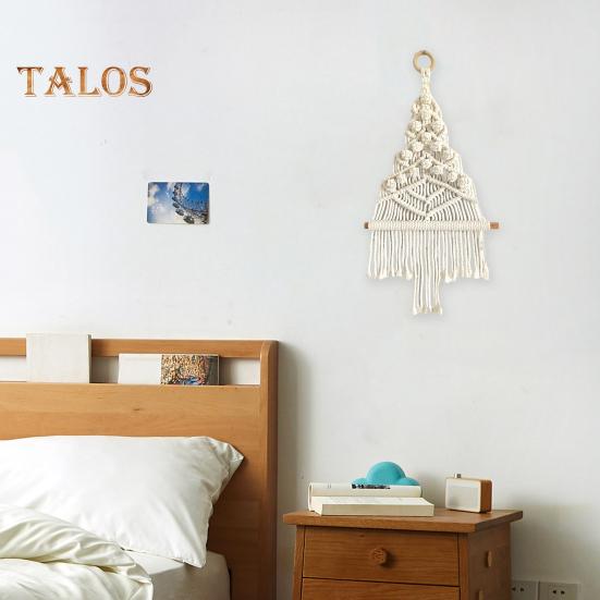 Wall Hanging Tapestry with 17 Accessories Manual Braided Bohemian Style Hollow Out Dorm Home Hotel Wall Decoration Christmas Tree Hanging Pendant