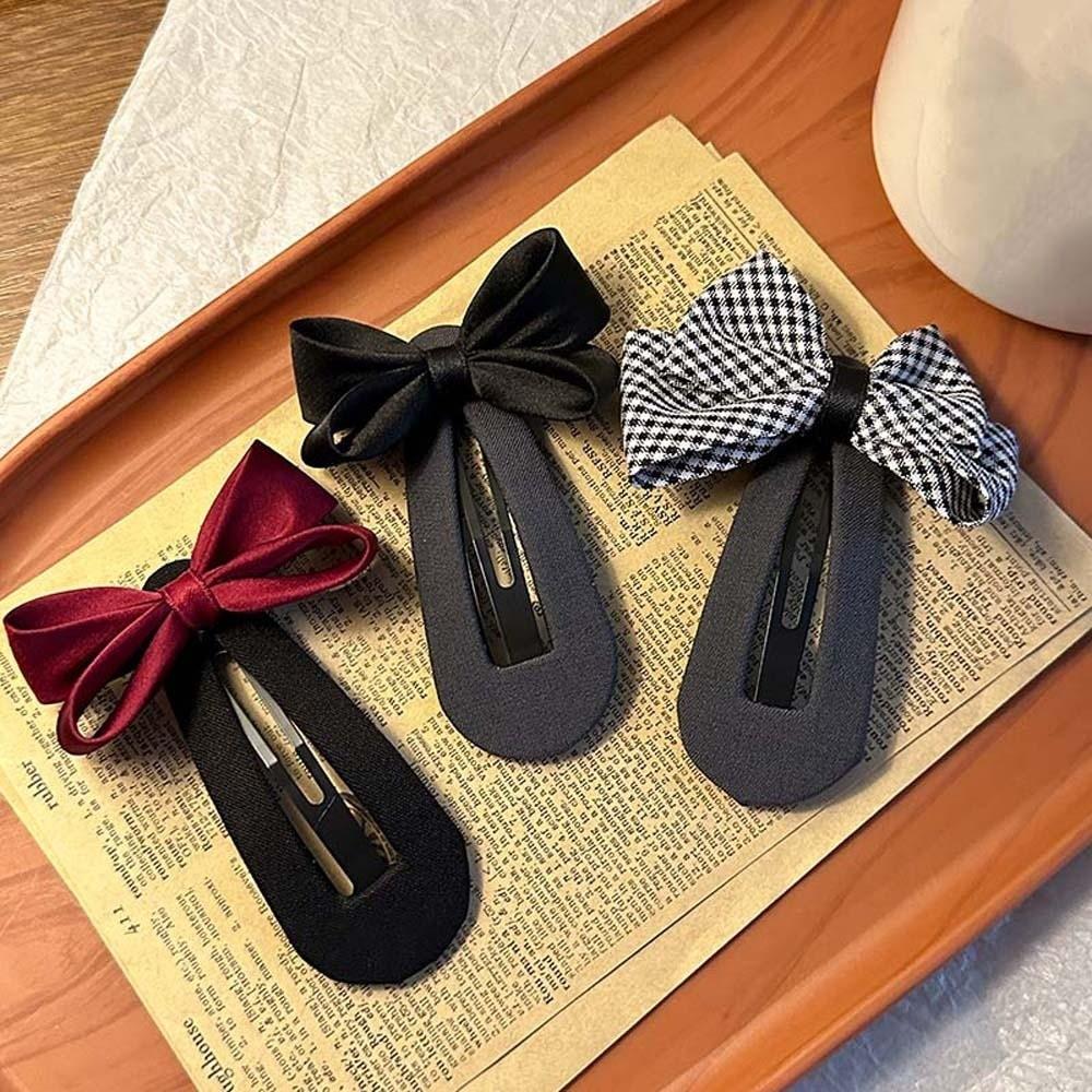 High-end Plaid Bow Hairpin Zinc Zinc Alloy Korean Barrettes Hair Clip for Bangs Bownot Hair Clip Women