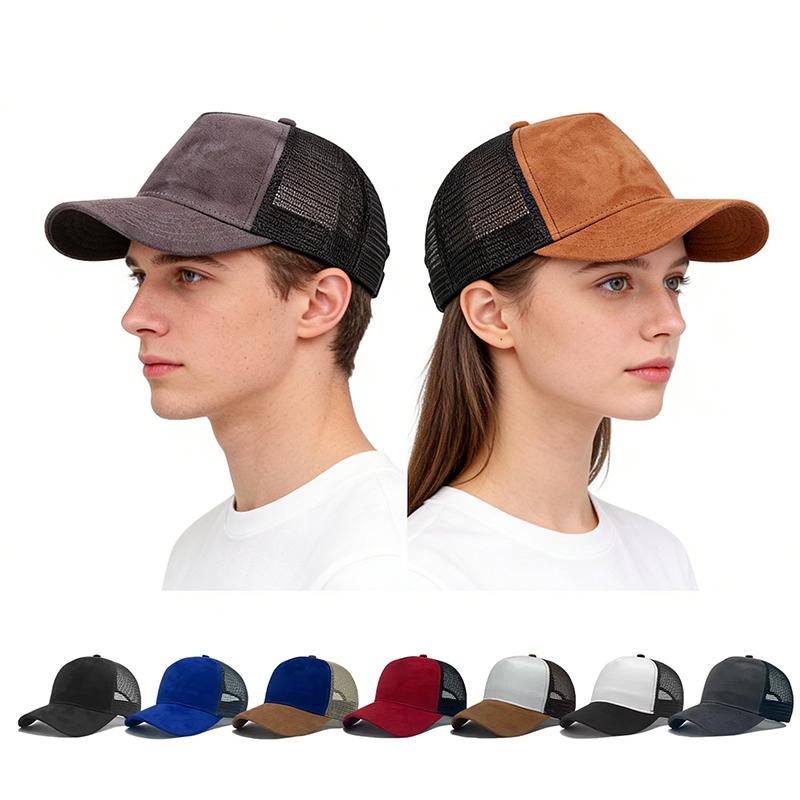 Zealous Sole Women's Brown Unisex Mesh Baseball Cap Summer Outdoor Sports Adjustable Trucker Caps Fashion Curved Dad Cap Men Casual Breathable Sunhat