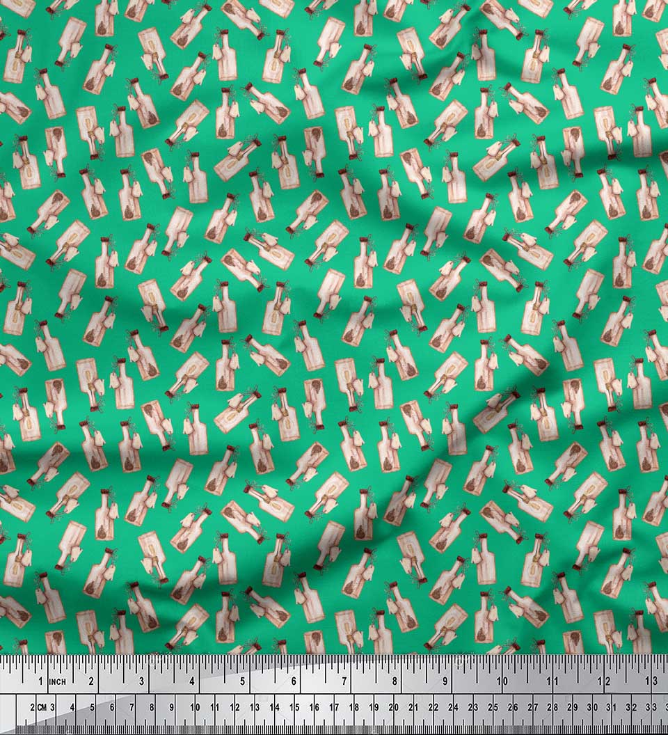 

Тканина Soimoi Black, Японія, креп-сатин, їжачок і пляшка, художній принт, тканина на метр 42 дюйма 42 Inch Wide - Poly Crepe зелений