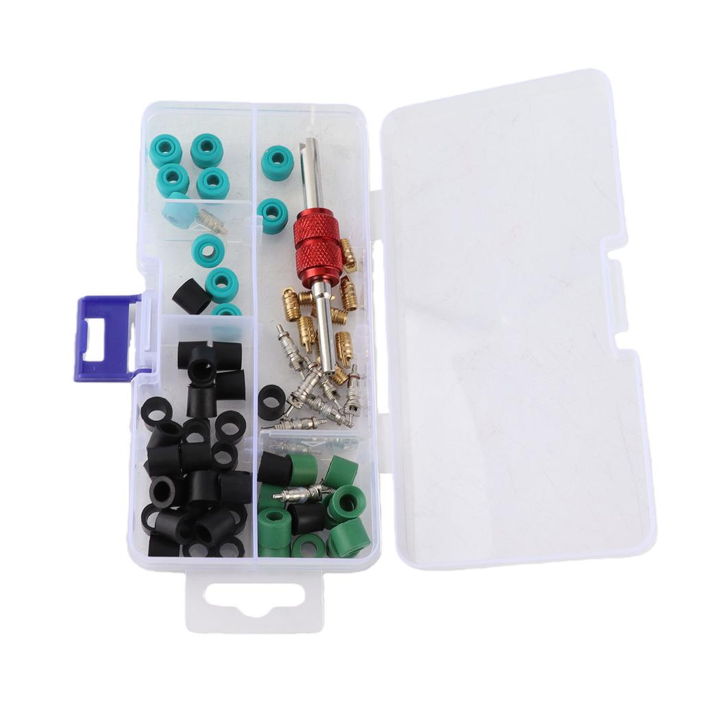 71pcs Air Condition Repair Kit Repair Tool 10pcs Valve Cores 50pcs Hose Gaskets 10pc Valves