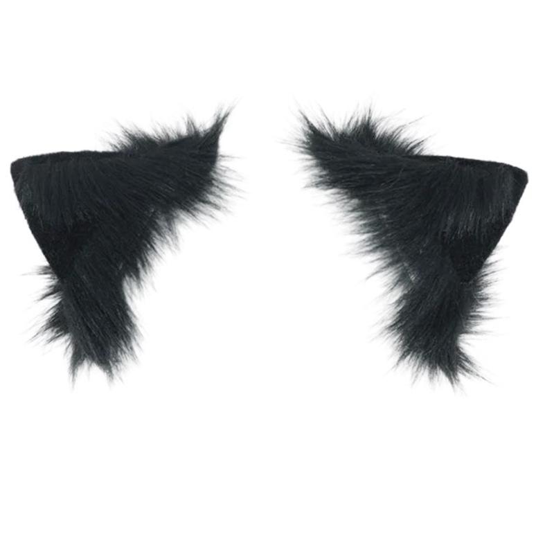 Realistic Wolf Ear Headbands Carnivals Party Plush Headpiece Movie Enthusiasts Party Role Play Animes Makeup Hairband