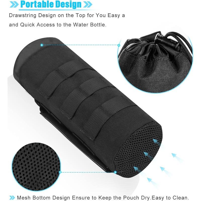Borsa porta borraccia sportiva migliorata compatibile con sistema Molle, porta cordoncino tattico, portaborraccia in rete da viaggio
