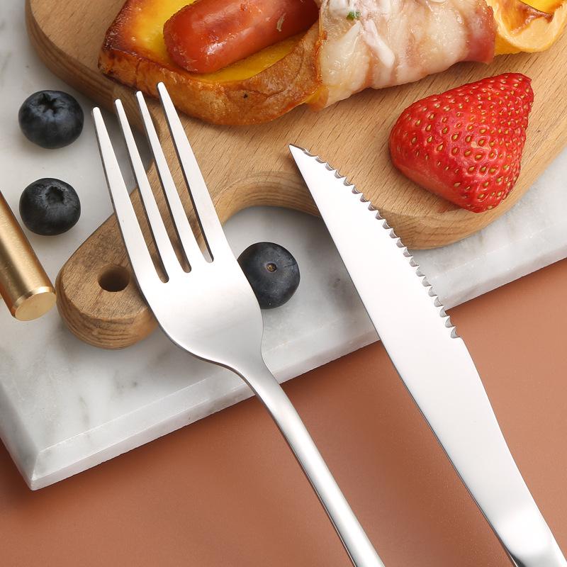 Stainless Steel Cutlery Set: Fork, Spoon, Long Ice Spoon, Western Knife, Steak Knife, Hotel Use, Customizable Logo