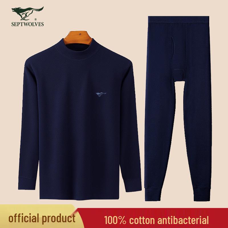 

Комплект нижнего белья Septwolves для мужчин из хлопка со средним воротником: Верх и низ осень/зима. XL (175) for 130-150kg