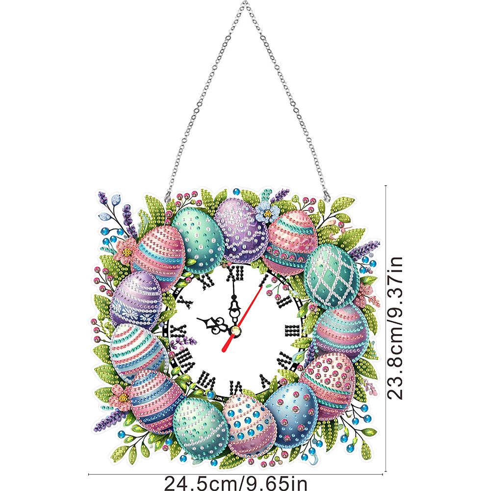 Ceas Artă Meșteșug Pictură cu Diamante 5D Iepuraș de Paște Formă Specială Acrilică Ornamente Suspendate Pictură cu Diamante Decor Cameră de Sufragerie