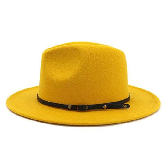 Jazz Cap Wide Brim Breathable Solid Color Fedora Hat Winter Floppy Women Cap Streetwear