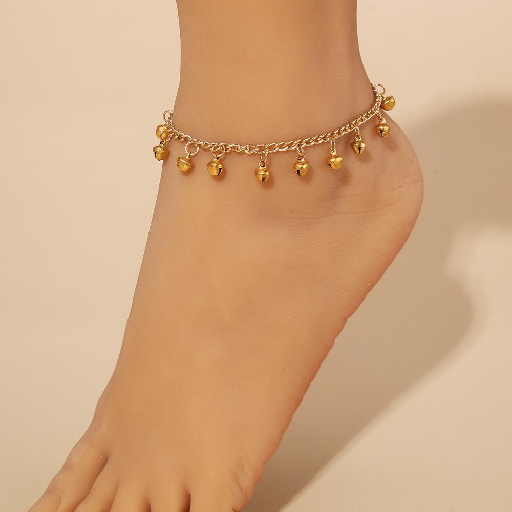 European and American Bohemian Wave Tassel Bell Anklet Women's Foot Jewelry.
