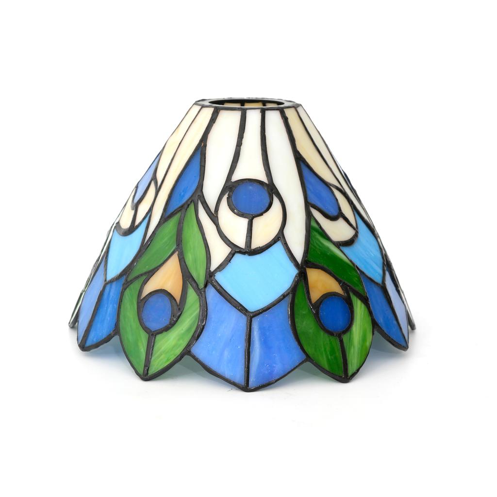 Retro lamp cover Feather Design 8" Yellow Stained Glass Lampshade - Perfect for Table, Floor Lamps & Chandeliers