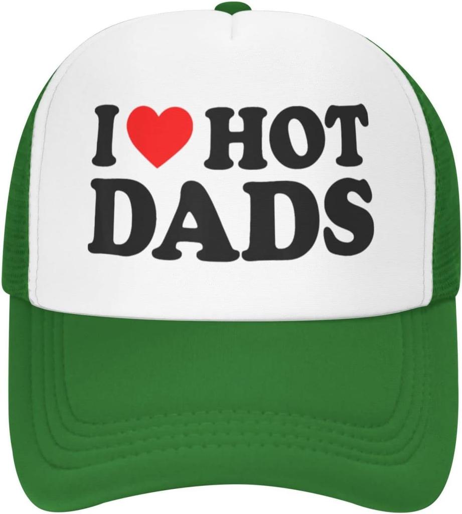 I Love Hot Dads Trucker Hat Mesh Baseball Cap Adjustable Summer Casual for Adults