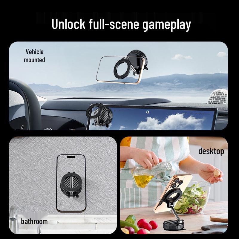 Vacuum Magnetic Rotating Phone Holder for Desktop, Wall, Bathroom, Car, and Live Streaming