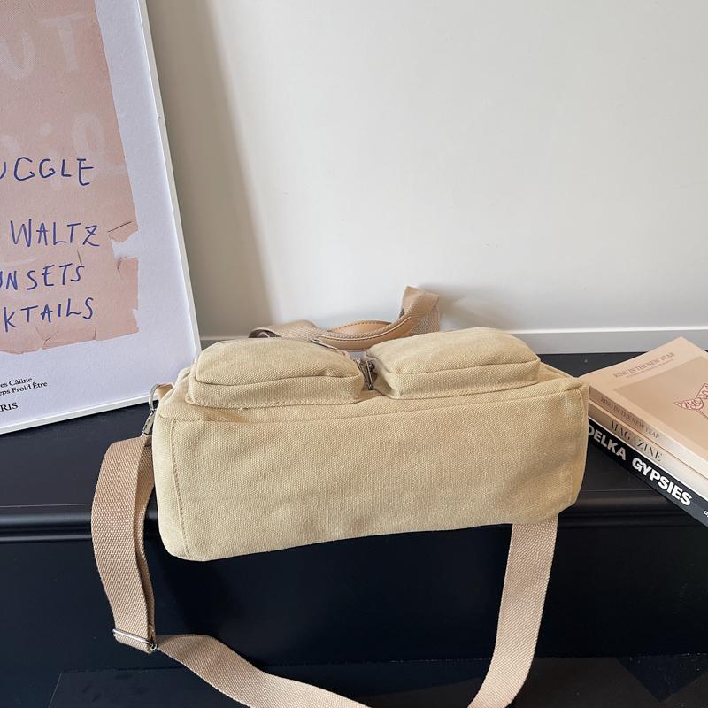 Stylish Canvas Shoulder Bag for Women, Multi-Pocket Tote with Adjustable Strap and Durable Design