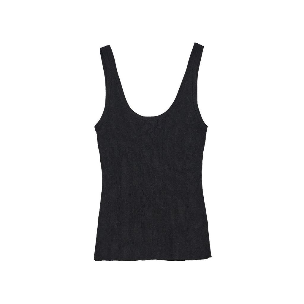 Spring Casual Tencel Linen Rib Knit Tank Top - Women’s Versatile Solid Color